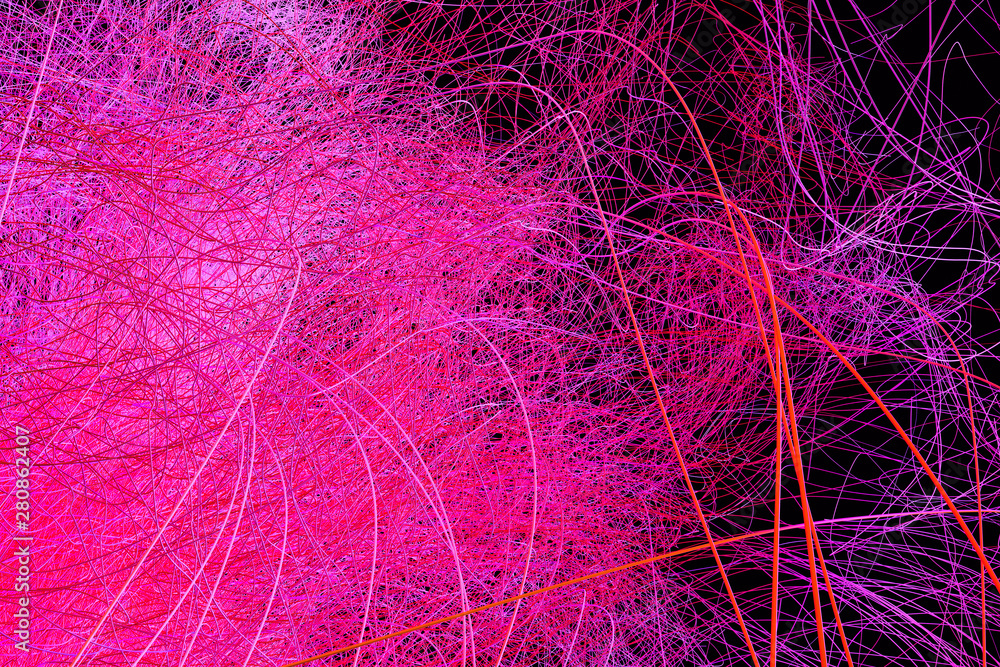 Poster radiative and glowing lines with gradient lines, 3d rendering.