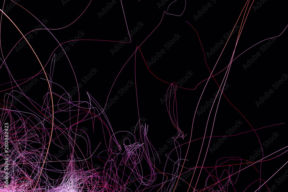 Poster radiative and glowing lines with gradient lines, 3d rendering.
