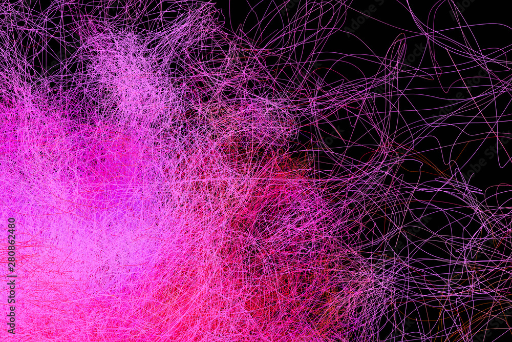 Poster radiative and glowing lines with gradient lines, 3d rendering.