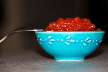 red caviar in a bowl