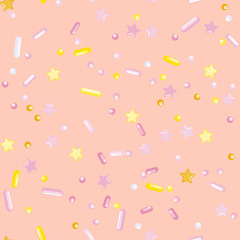 Sprinkle Cupcake Donut Topping. Seamless Pattern 