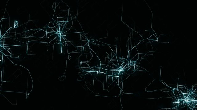 3d rendered abstract digital background, network lines spreding over black background. Connection and web concept. Communication and technology background with lines and dots. Loopable sequence