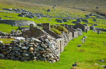 Pueblo de St. Kilda. Village Bay. Isla St. Kilda. Outer Hebrides. Scotland, UK