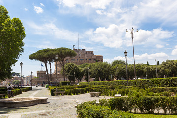 The Mausoleum of Hadrian, known as the Castel Sant Angelo in Rome, Italy.