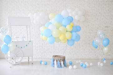 Decorations for birthday party. A lot of balloons. 