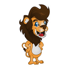 Cute Little Lion, King Of Jungle smile and greeting Cartoon Vector