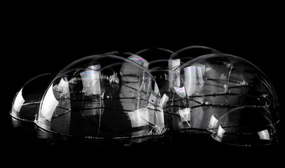 Foam bubbles isolated on black, with clipping path texture and background 