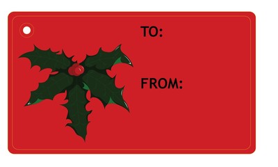 Holly and the ivy Christmas present tag vector design
