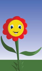 Happy flower smiling and waving vector illustration