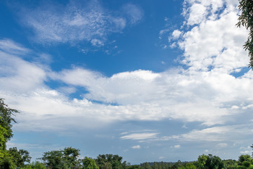 Blue sky with white clouds after the rain.