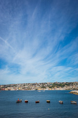 Fototapeta na wymiar View of the west sea bay at coast of Naples, Italy.