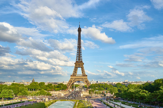 Eiffel Tower in Paris at evening