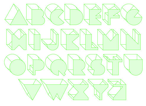 3d vector font. Geometric type