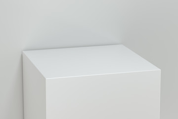 3d rendering, the cubic platform in the white empty room.