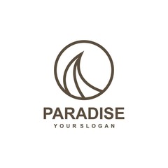 Paradise logo template, beach summer, vacation vector