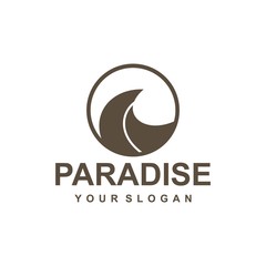 Fototapeta premium Paradise logo template, beach summer, vacation vector