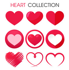 Beautiful red heart icon set to give romantic love.