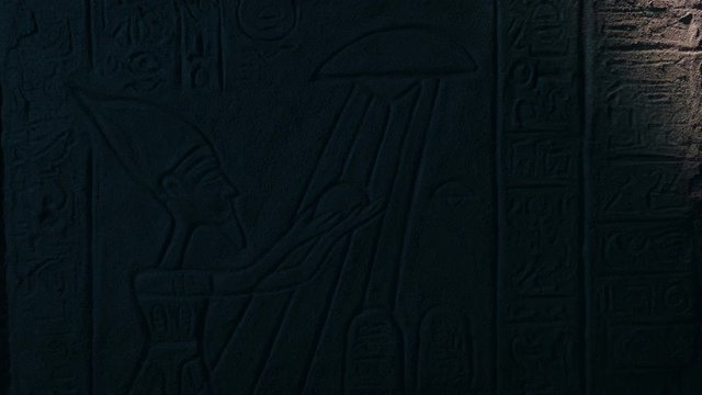 UFO Egyptian Wall Art Lit Up With Torch