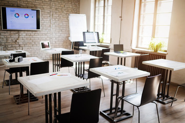 Interior of a modern bright office, classroom