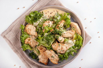 Fresh vegetable and chicken salad