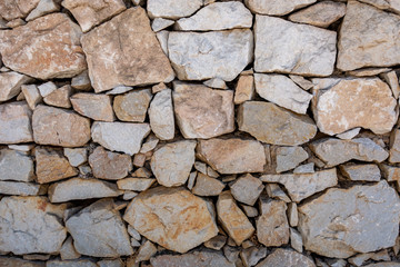 Stone block built wall