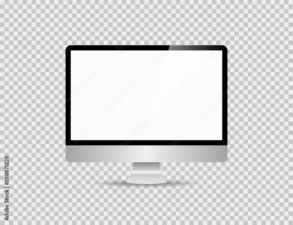 Poster realistic personal computer screen. monitor template. empty screen. mock up template in trendy reali