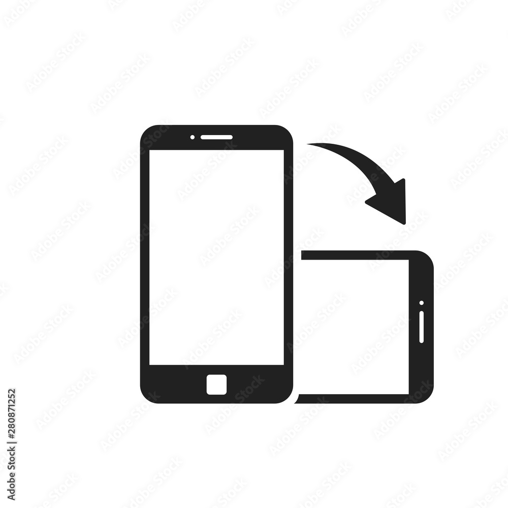 Poster rotate smartphone isolated icon. device rotation symbol. mobile screen horizontal and vertical turn.