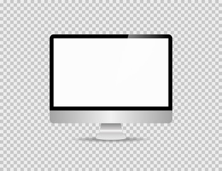 Realistic personal computer screen. Monitor template. Empty screen. Mock up template in trendy realistic design.