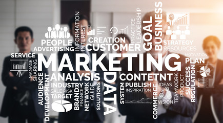 Digital Marketing Technology Solution for Online Business Concept - Graphic interface showing...