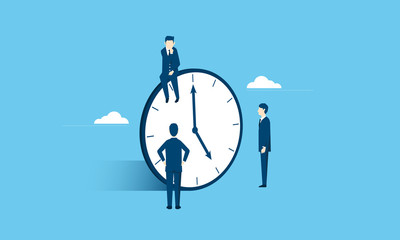 大きな時計とビジネスマンのイラスト、ベクター