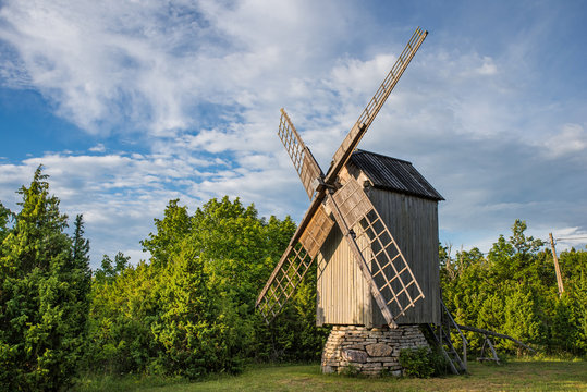 Windmill on the island Muhu in the Baltic Sea; Estonia