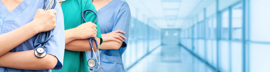Healthcare people group. Professional doctor working in hospital office or clinic with other...