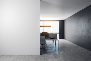 Modern office with empty poster