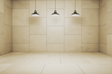 Light tile interior with copyspace