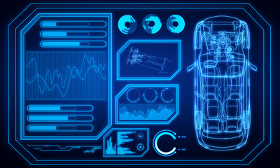 Creative blue car interface backdrop