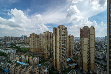 Obraz premium city, skyline, building, sky, architecture, urban, cityscape, buildings, downtown, skyscraper, apartment, blue, view, china, hong kong, housing, high, travel, day, residential, kong, hong, hongkong, h
