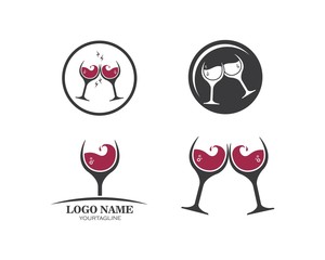 wine glass logo icon vector illustration design