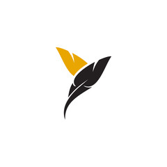 Feather pen icon logo design vector template