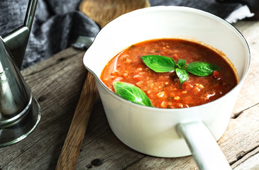 Homemade Cherry Tomato Sauce in a sauce pan