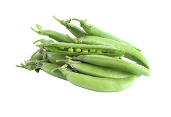 Green peas on white background