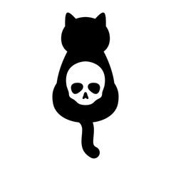 cat skull icon vector Halloween logo bone kitten ghost character cartoon illustration doodle design
