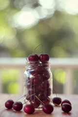 Cherries in a mason jar - 280881652