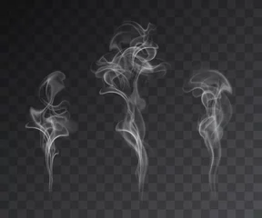 Poster Im Rahmen Vektorsatz realistischer Raucheffekte auf dunklem Hintergrund © Kateina