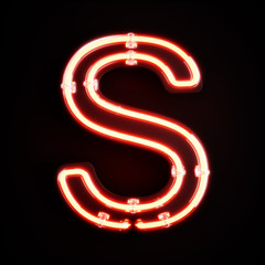 Neon light alphabet character S font