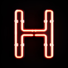Neon light alphabet character H font