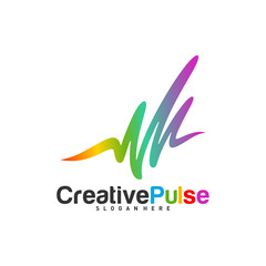 Colorful Pulse logo Concepts Vector. Pulse People Logo Design Template Vector. Sound waves vector illustration design template. unique pulse or wave logo design