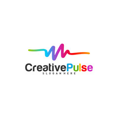 Colorful Pulse logo Concepts Vector. Pulse People Logo Design Template Vector. Sound waves vector illustration design template. unique pulse or wave logo design