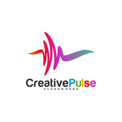 Colorful Pulse logo Concepts Vector. Pulse People Logo Design Template Vector. Sound waves vector illustration design template. unique pulse or wave logo design