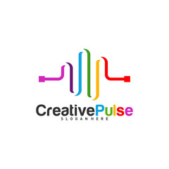 Colorful Pulse logo Concepts Vector. Pulse People Logo Design Template Vector. Sound waves vector illustration design template. unique pulse or wave logo design