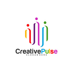 Colorful Pulse logo Concepts Vector. Pulse People Logo Design Template Vector. Sound waves vector illustration design template. unique pulse or wave logo design